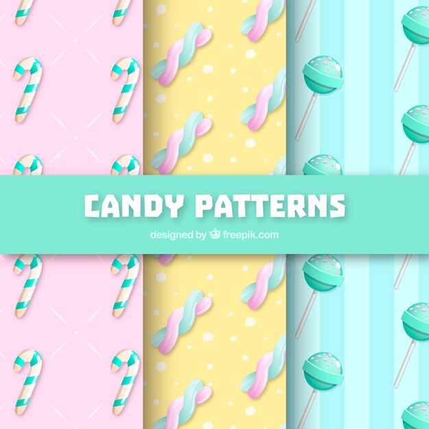 Free vector colorful patterns collection with delicious candies