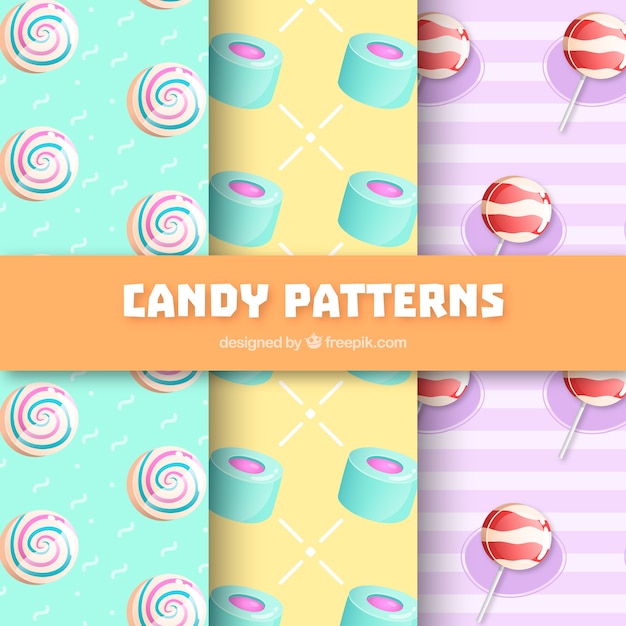 Free vector colorful patterns collection with delicious candies