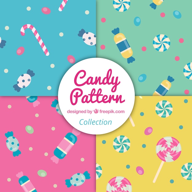 Free vector colorful patterns collection with delicious candies