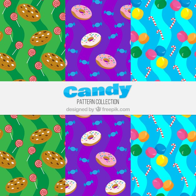 Colorful patterns collection with delicious candies