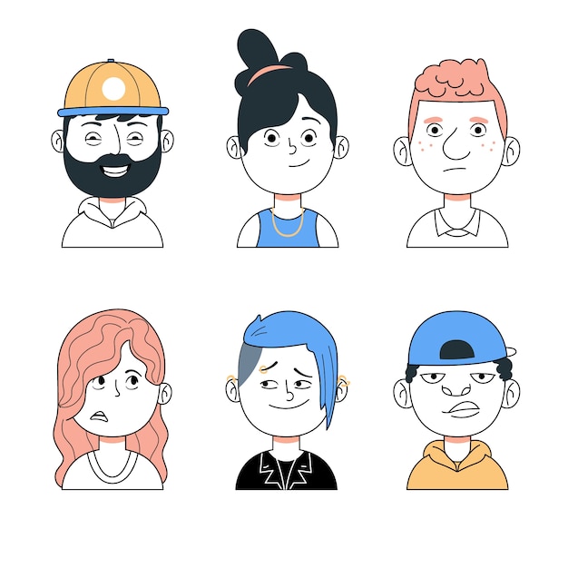 Free vector colorful people avatars