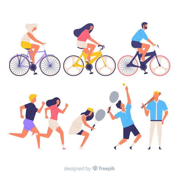 Free vector colorful people doing sport