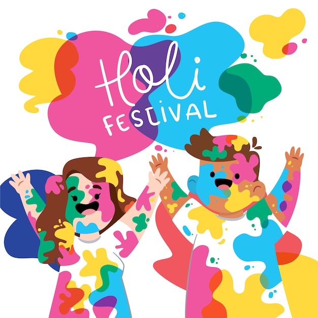 holi 축제를위한 다채로운 사람들