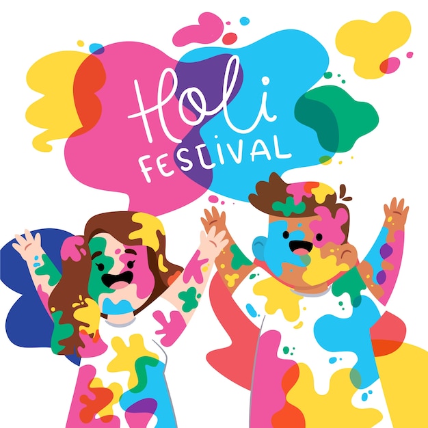 Vettore gratuito persone colorate per il festival di holi