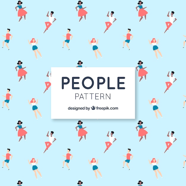 Colorful people pattern with flat design