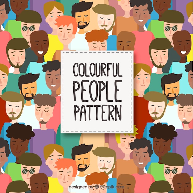 Free vector colorful people pattern with flat design
