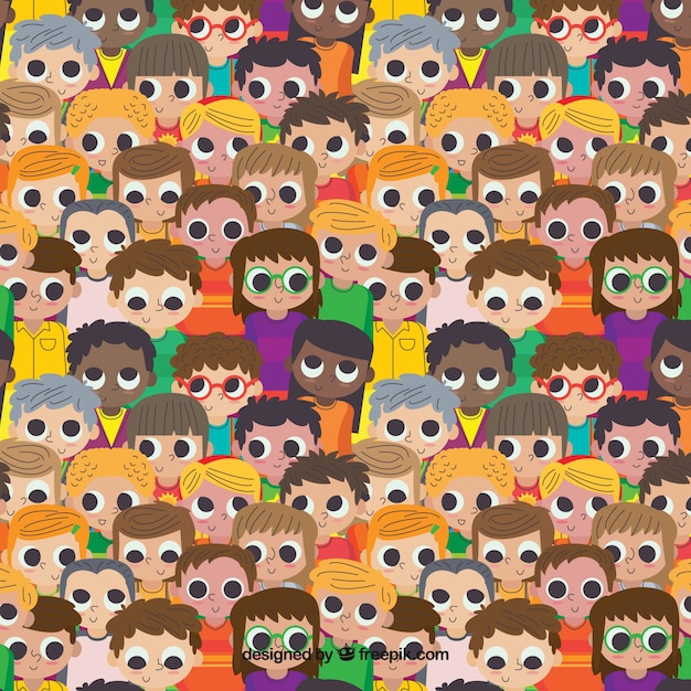 Free vector colorful people pattern with flat design