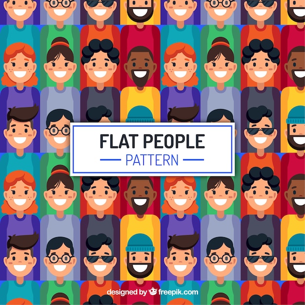 Colorful people pattern with hand drawn style