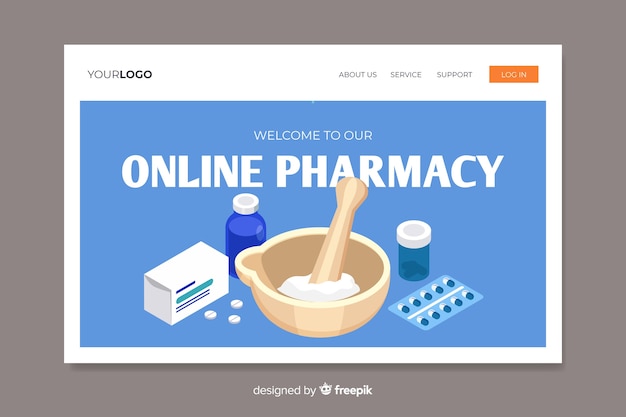 Free vector colorful pharmacy landing page