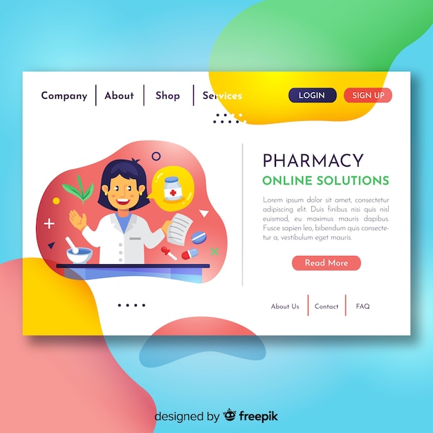 Colorful pharmacy landing page