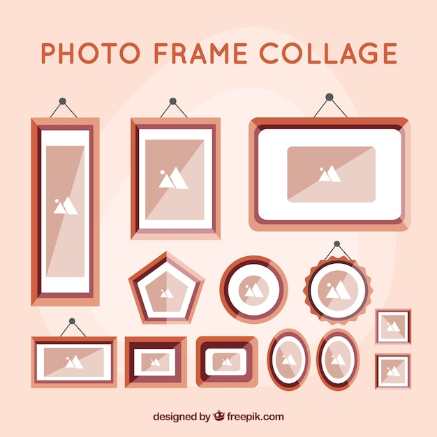 Free vector colorful photo frame collage with flat design