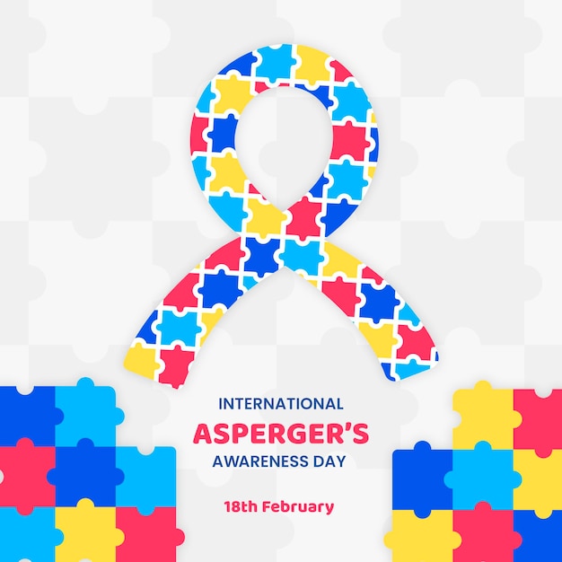 퍼즐 리본 aspergers 인식의 날 손으로 그린의 다채로운 조각