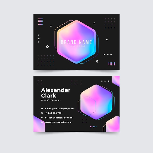 Colorful pink gradient business card template