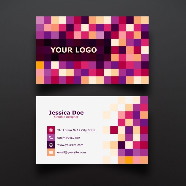 Colorful pixel business card design