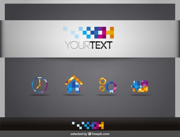 Free Vector colorful pixeled icons