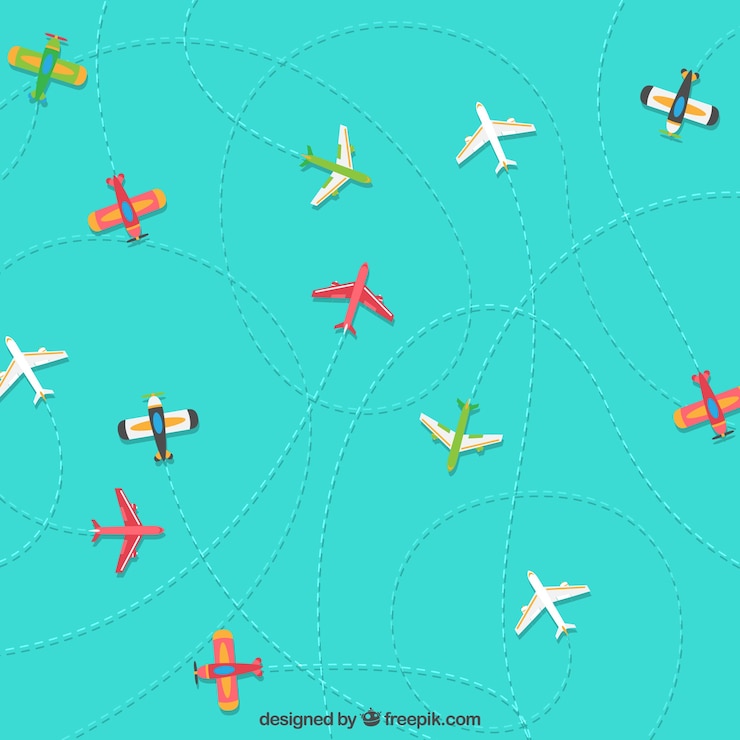 Free Vector colorful planes travelling background