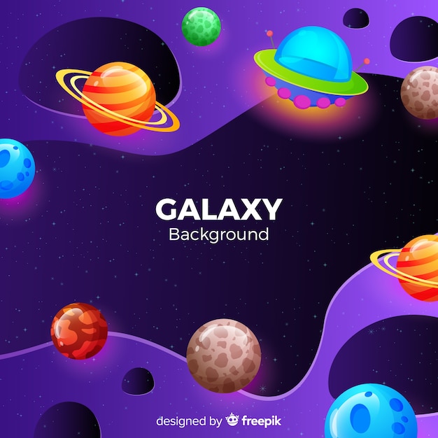 Colorful planets galaxy background