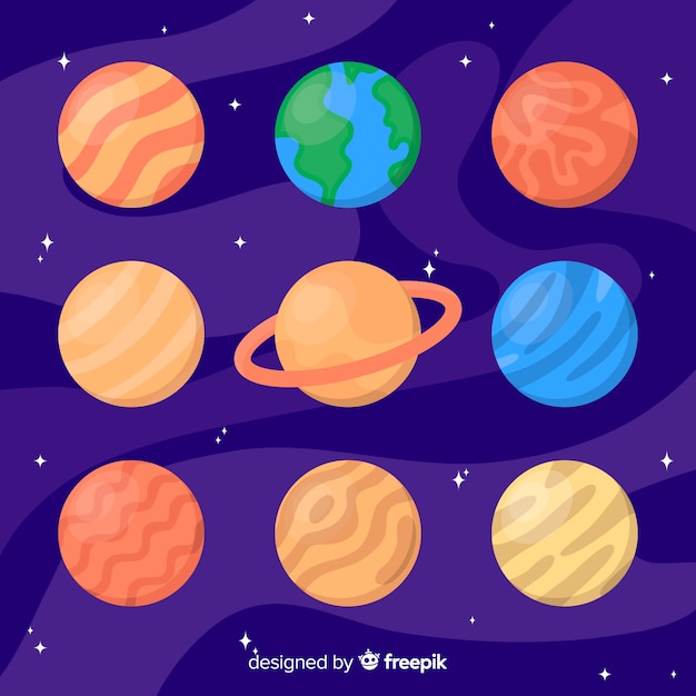 太陽系のカラフルな惑星