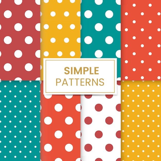 Colorful polka dot seamless pattern set