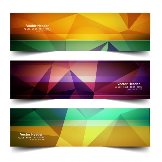 Free vector colorful polygonal banners