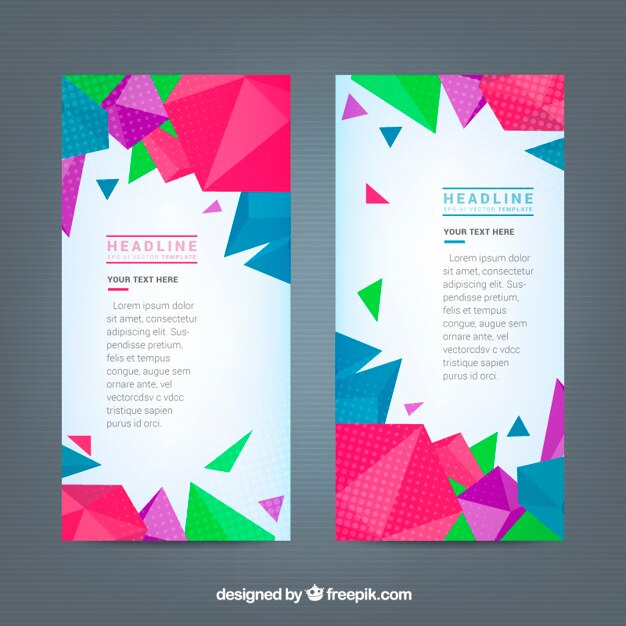 Colorful polygons banners