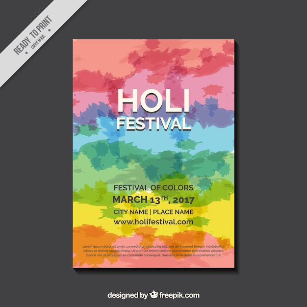 Vettore gratuito poster modello colorato per holi festival