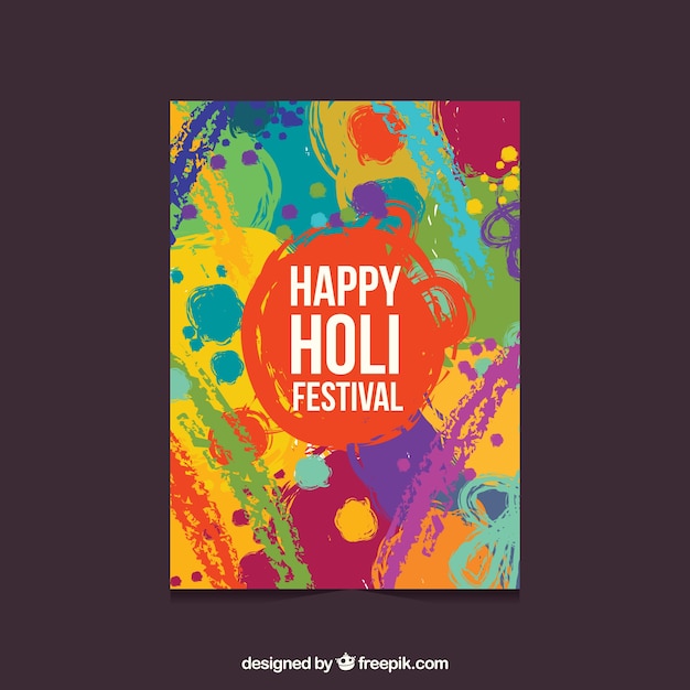 Free vector colorful poster template for the holi festival