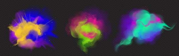 Free vector colorful powder explosion set