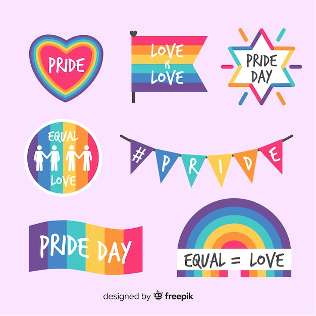 Free vector colorful pride day label collection