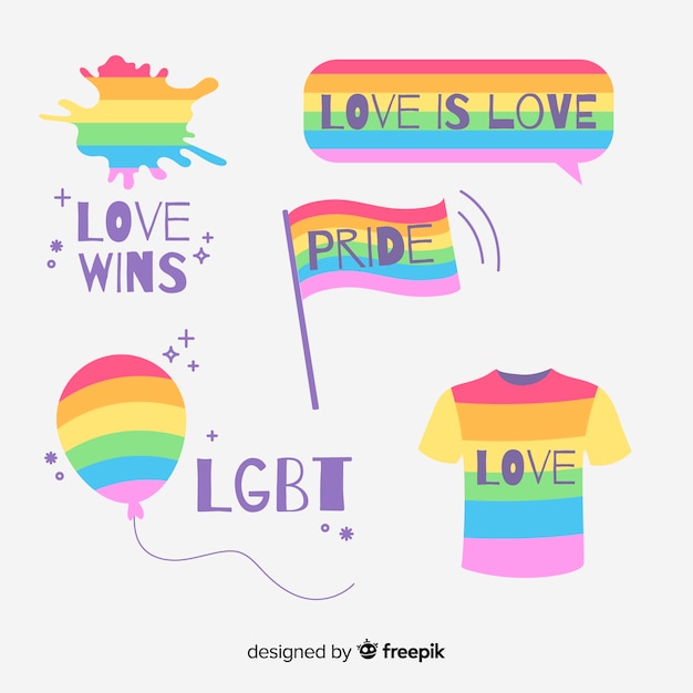 Free vector colorful pride day labels collection