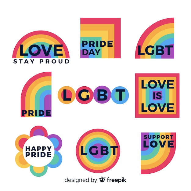 Free vector colorful pride day labels collection