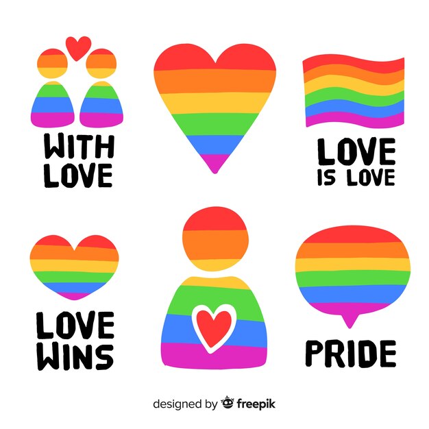 Colorful pride day labels collection