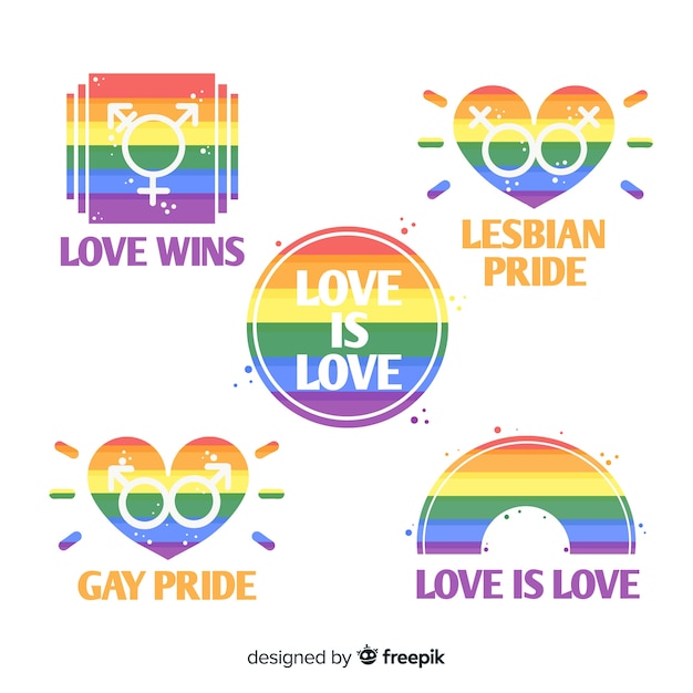 Colorful pride day labels collection