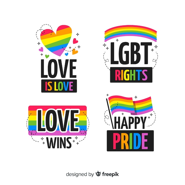 Free vector colorful pride day labels collection