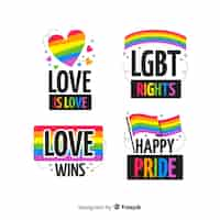 Free vector colorful pride day labels collection