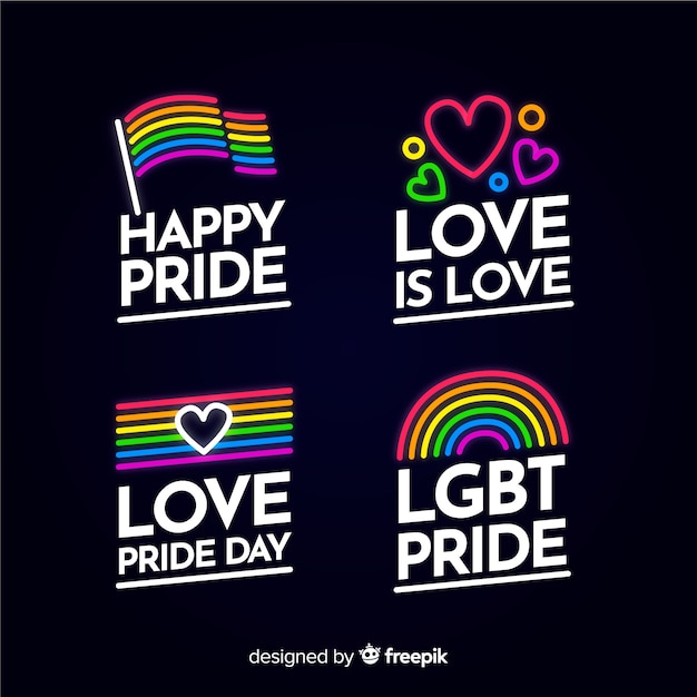 Colorful pride day labels collection