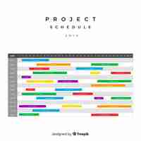 Free vector colorful project schedule template with flat design