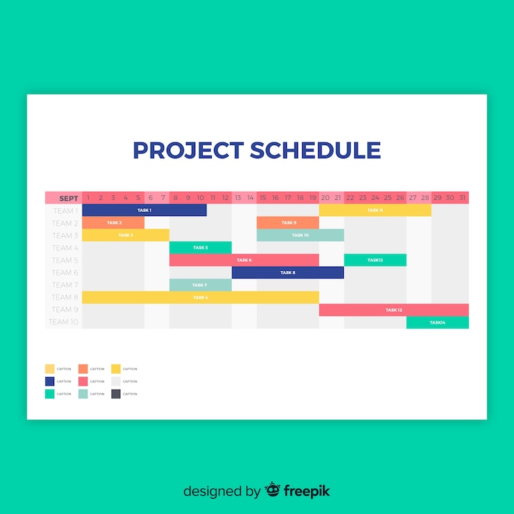 Free Vector colorful project schedule template with flat design