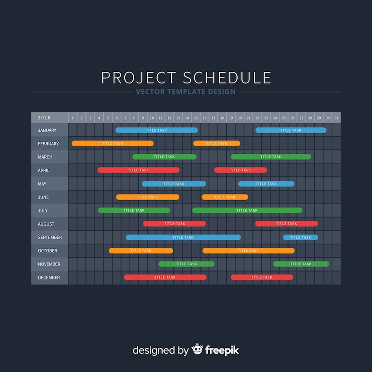 Free Vector colorful project schedule template with flat design