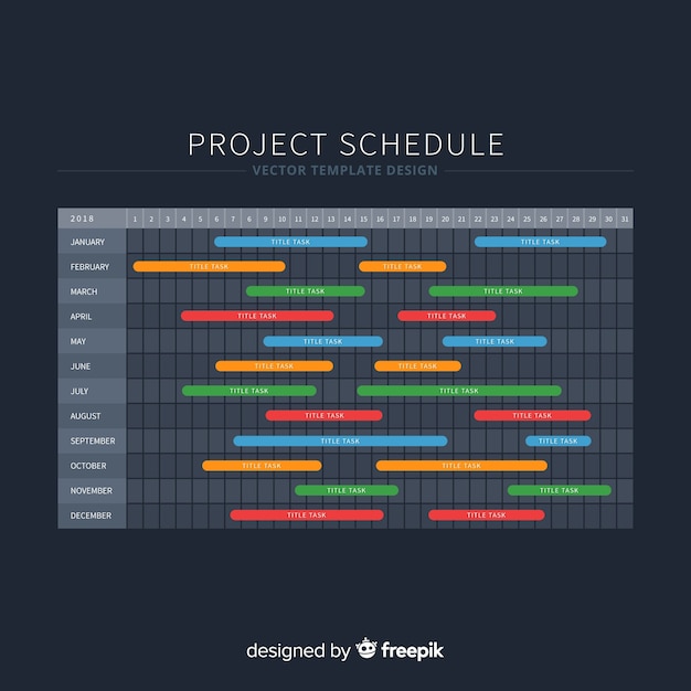 Colorful project schedule template with flat design