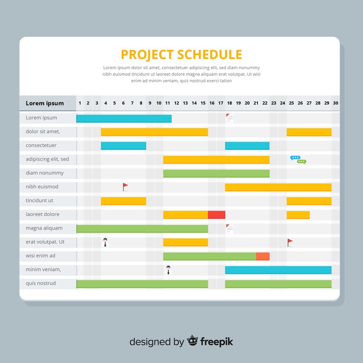 Free Vector colorful project schedule template with flat design
