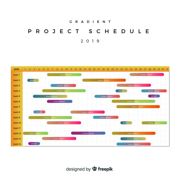 Colorful project schedule template with gradient style
