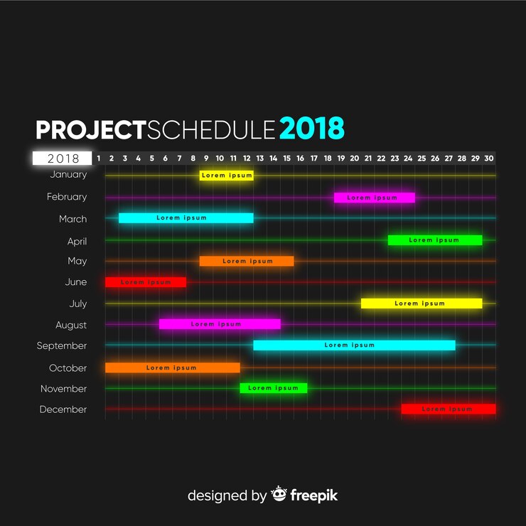 Free Vector colorful project schedule template with gradient style