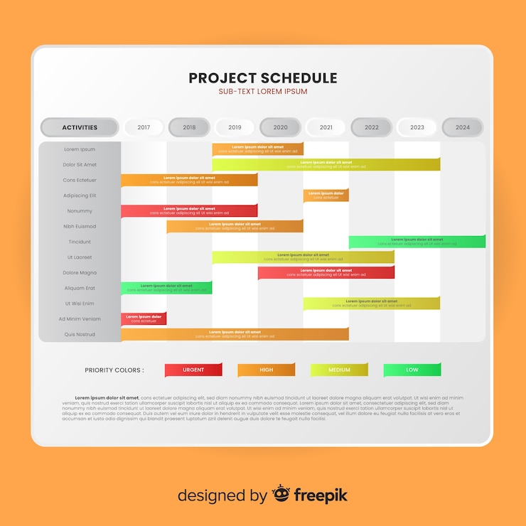 Free Vector colorful project schedule template with gradient style