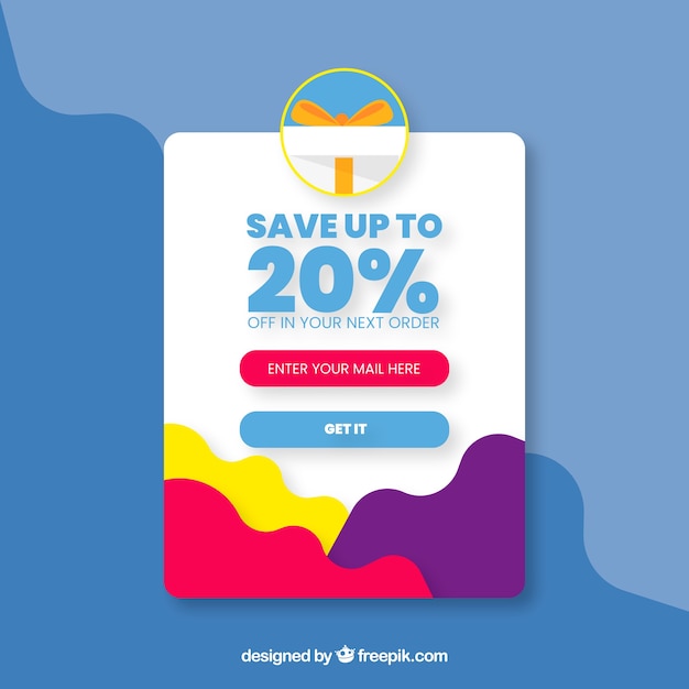 Colorful promotional pop up with flat design