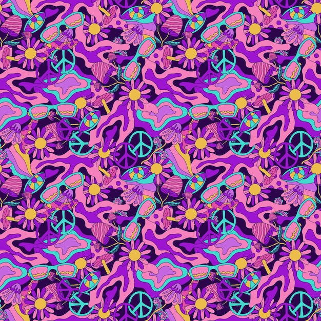 Free Vector colorful psychedelic seamless pattern