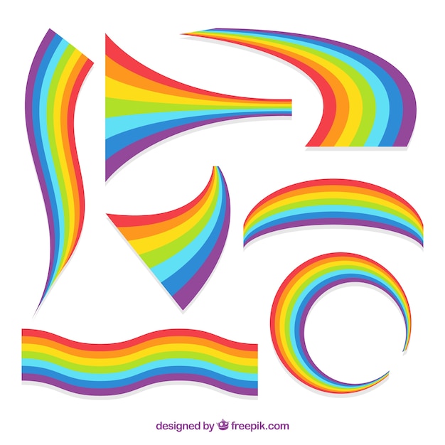 Бесплатное векторное изображение Красочный набор радуги