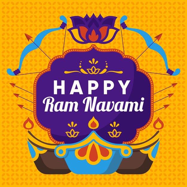 Colorful ram navami in flat design