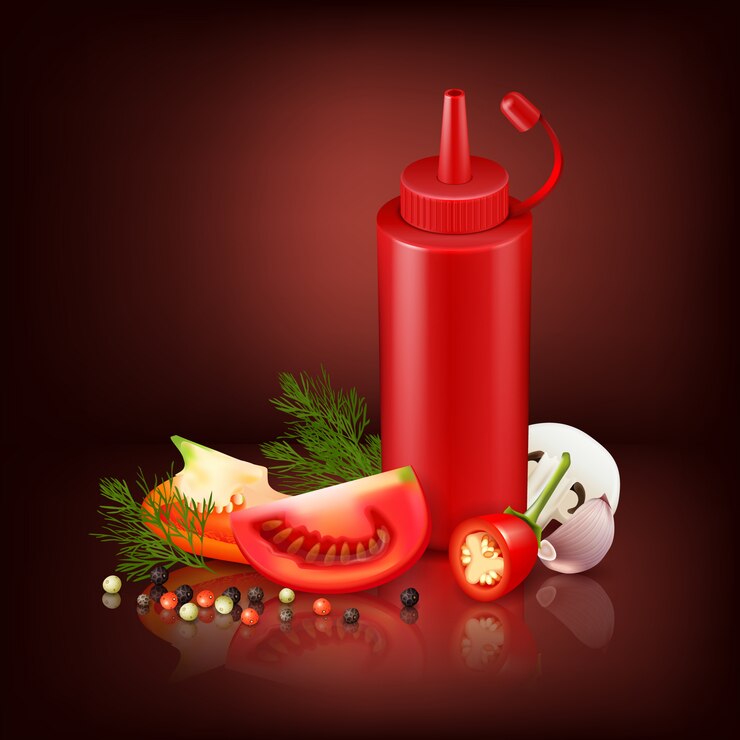 Free Vector colorful realistic background with red plastic bottle 