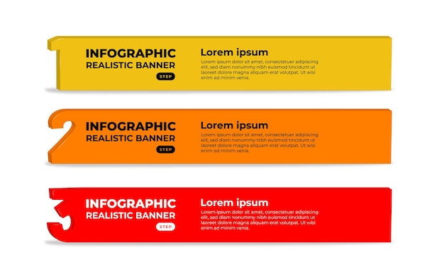 무료 벡터 인포 그래픽 단계에 대한 다채로운 현실적인 배너
